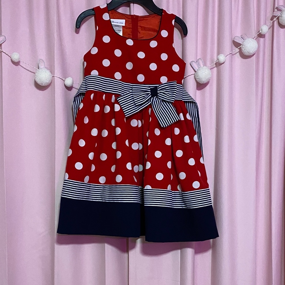 Bonnie Jean Red, Navy and White Polka Dot Dress